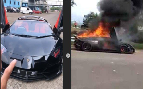Lamborghini yang Diduga Milik Raffi Ahmad Terbakar